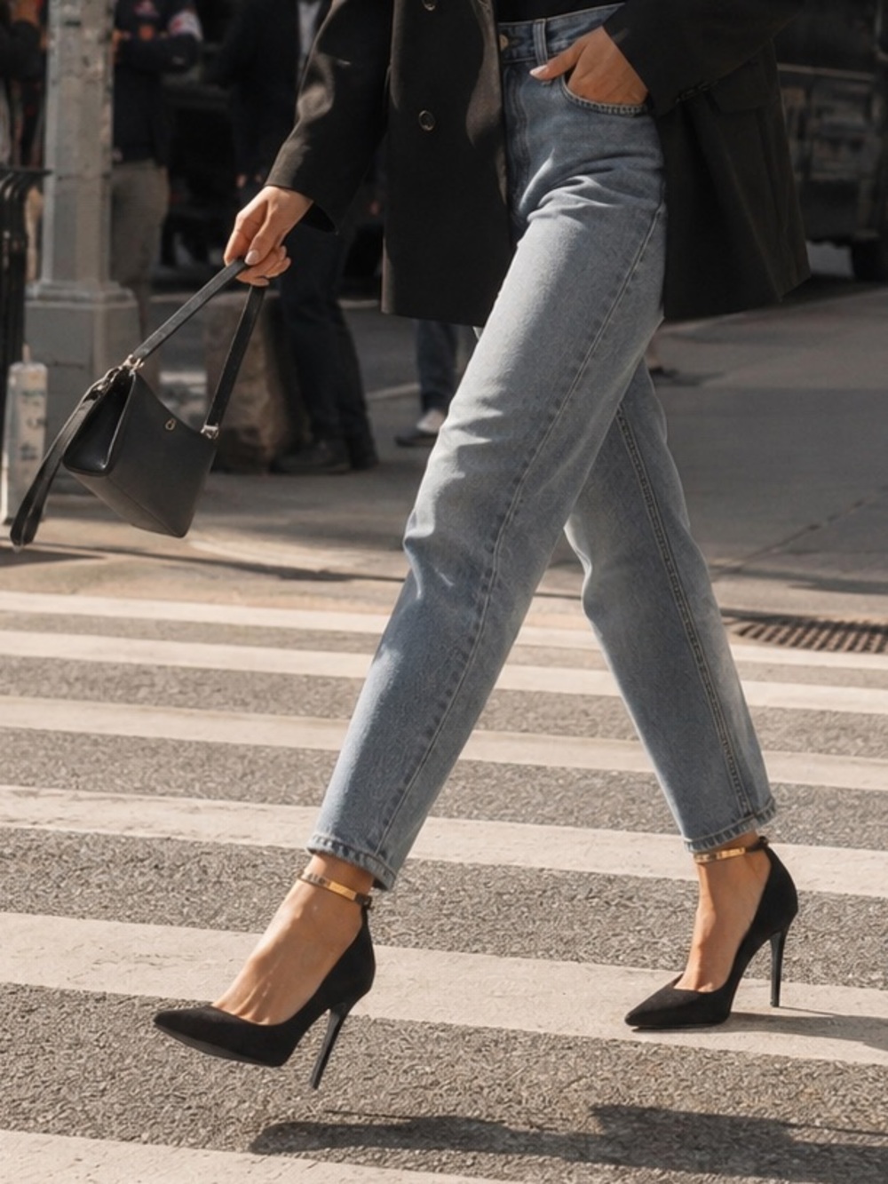Zara Black Suede Gold Cuff D’Orsay Stiletto Heels